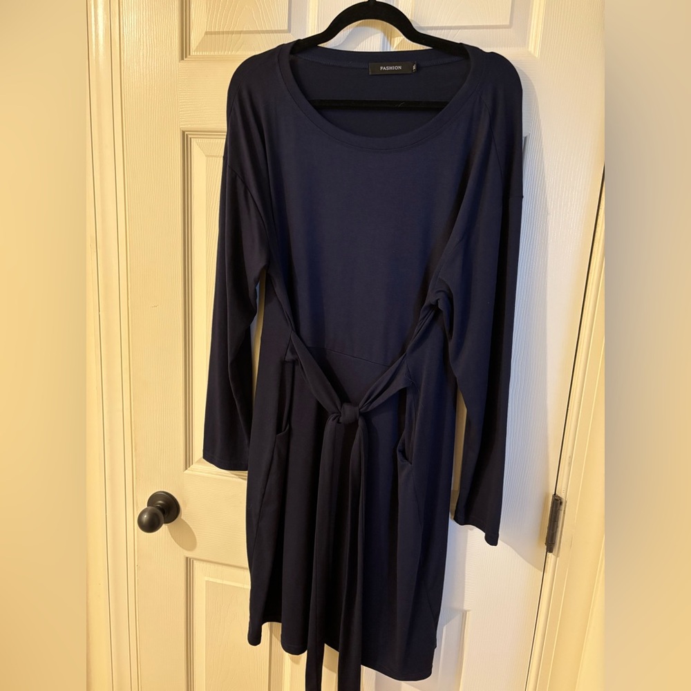 Fashion Classic Navy Long Sleeve Dress XL